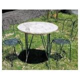 Marble top parlor table and 2 chairs