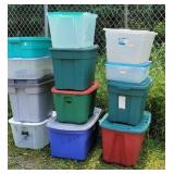 12 plastic tubs with lids