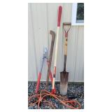 Spade, lopers, edger, jumper cables