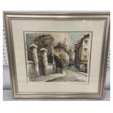 Beautifully framed signed watercolor of French