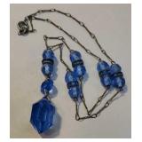 Victorian blue glass necklace