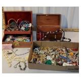 2 jewelry boxes and box of jewelry incl many