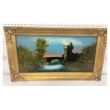 Castle in Wales reverse painting on canvas approx