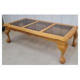 Glass top oak coffee table