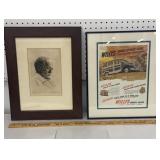 2 piece art - Signed portrait of a man print and