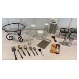 Box of misc kitchen - storage jars, graters, s&p,