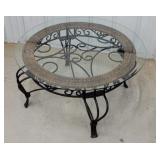 Glass top iron base coffee table