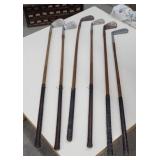 6 wooden shaft golf clubs peerless, glendale