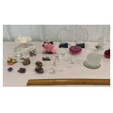 Box of misc decorative glass figures,