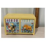 Cute yellow bin with whimsical China drawers
