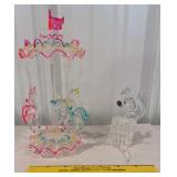 2 piece art glass - Carousel and Squirrel on tree