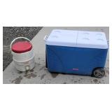 Rubbermaid cooler on wheels and igloo cooler