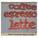 Coffee, latte, Espresso signs tin