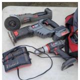Cordless Porter cable drill, grinder, sawzall