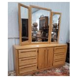 Oak long dresser with mirror