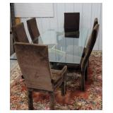 Glass top table and 6 chairs ~very clean