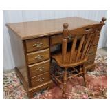 Double pedestal desk with chair