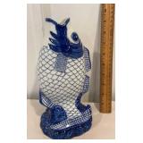 Beautiful blue and white koi fish vase