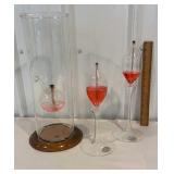 3 hand blown glass oil lamps