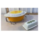 5 piece Pyrex - casserole with lid and rack and