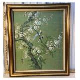 Framed Oriental bird print