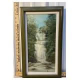 Pretty artist signed waterfall painting on board