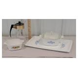 Corning ware - corn flower, coffee pot, etc