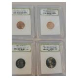 4 unc coins - 2 Lincoln pennies, Jefferson