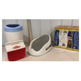 Baby bath, diaper pail, cooler and clothes