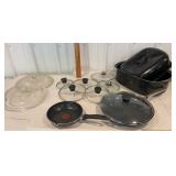 Clear tub of misc cookware