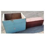 Red lift top box and wood box
