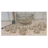 Punch bowl with ladle and 12 glasses