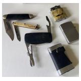 Box of lighters and Jack knives