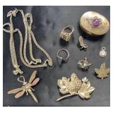 Sterling silver jewelry items & sterling pill box