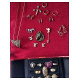 Box of silver and gold type jewelry - some