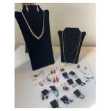 Box of sterling silver earrings and necklaces