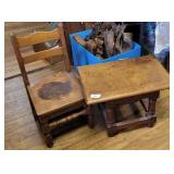 Heavy Stickley low table & childs chair