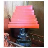 Retro gazelle lamp (cracked) with red tin shade