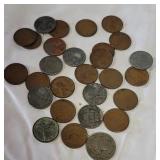 Wheat pennies and buffalo nickel
