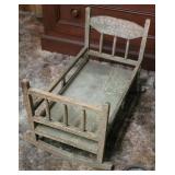 Primitive doll bed - crackle green