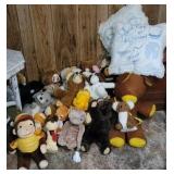 Large pile of stuffed animals & 2 pillows