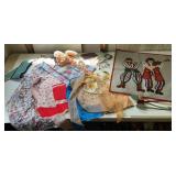 Vintage aprons, faux florals, women