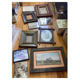 Box of misc pictures, photos and frames