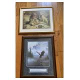 2 piece framed art - girl and dog and eagle with