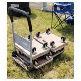 6 moving dollies, and flat cart.