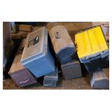 Lot of empty tool boxes.