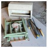 Doll bed, gate opener, bird feeder.