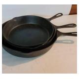3 cast iron pans