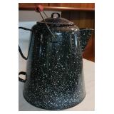 Graniteware coffee boiler - red handle
