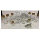 Lot of mostly clear glass jars
